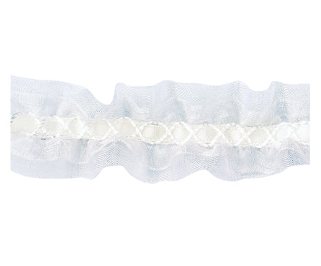 センターオーガンジーダブルフリルリボン #001(ホワイト)3サイズ10色展開