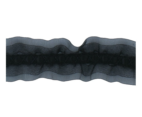 センターオーガンジーダブルフリルリボン #055(ブラック)3サイズ10色展開