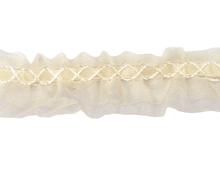 サイドオーガンジーダブルフリルリボン #039(オフ)3サイズ10色展開